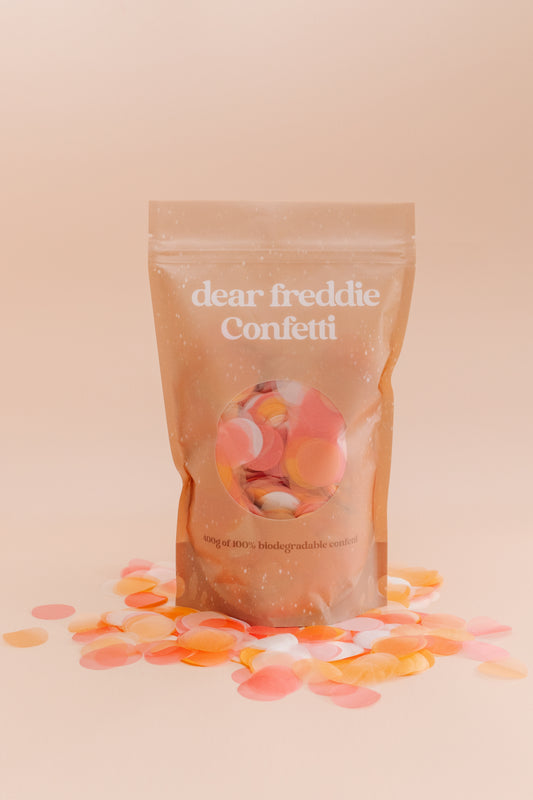 White, Pink and Orange confetti